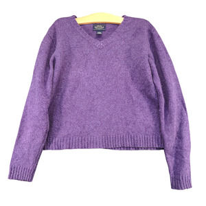 Sonoma Women's Pullover Knit Sweater Purple Large Long Sleeve V-Neck Silk Blend
